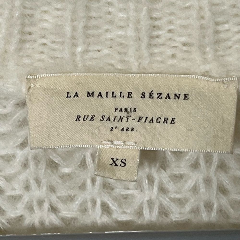 Sezane Emile Cardigan Women's XS Ecru Alpaca Knit Button Front Cozy Classic Chic - Picture 5 of 7